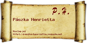 Pászka Henrietta névjegykártya