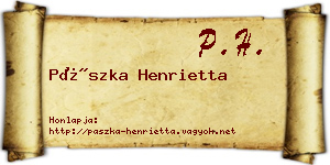 Pászka Henrietta névjegykártya